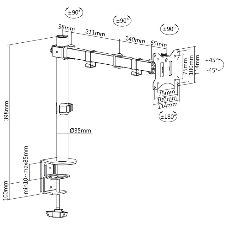 Maclean MC-883 negru pivotant negru suport pentru laptop de birou
