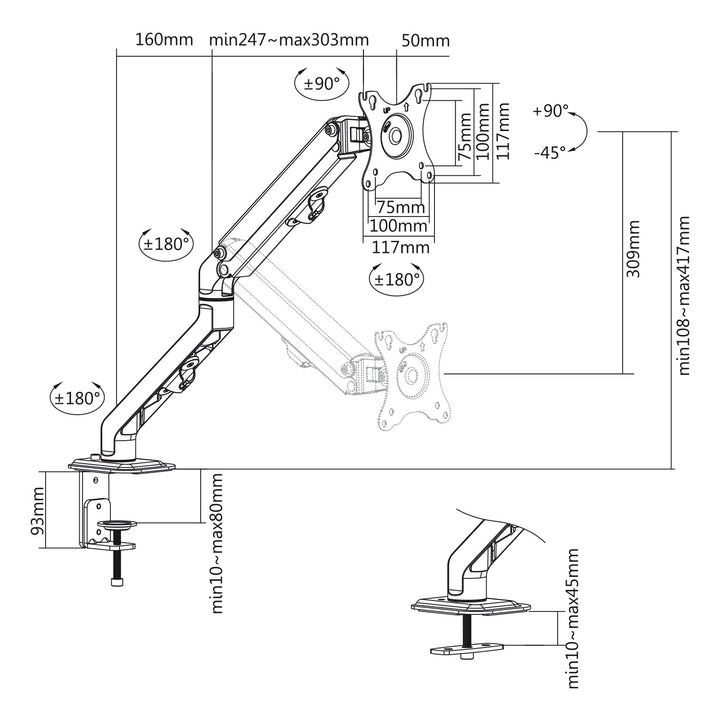 Maclean MC-906 suport de birou pivotant pentru laptop de birou