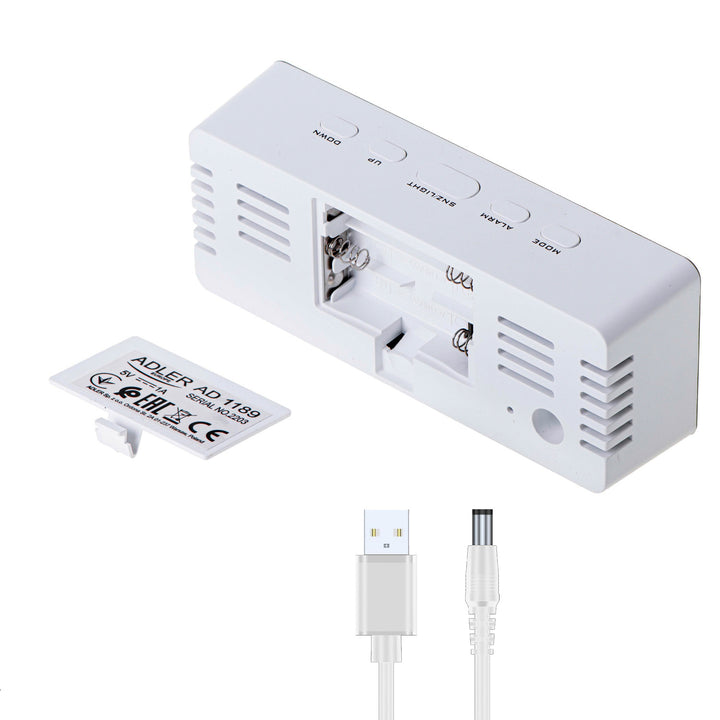 Ceas cu alarmă cu afișaj LED și termometru Adler AD 1189 W