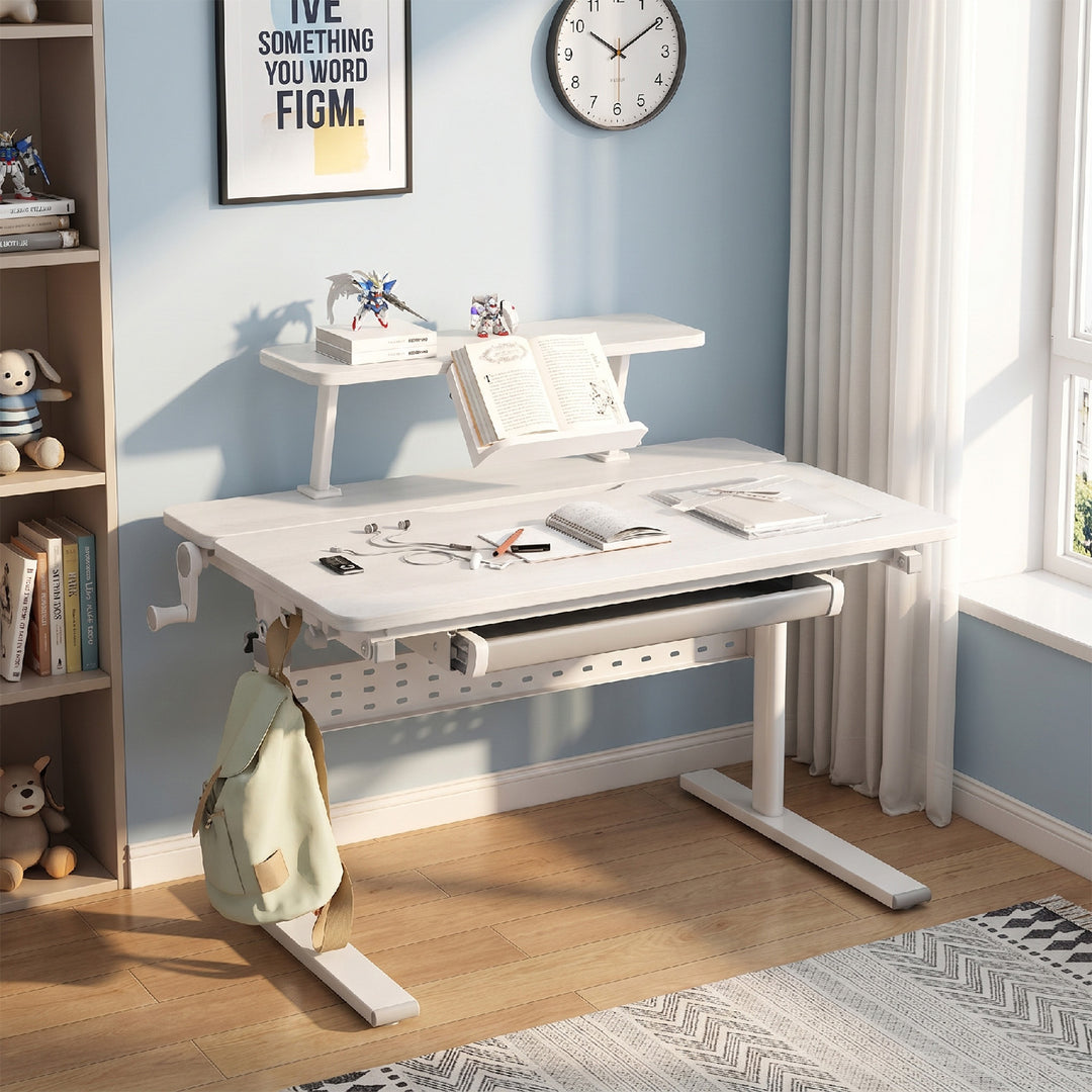 Birou ergonomic ER-483, pentru copii,  reglabil pe înălțime, gri, max 40kg