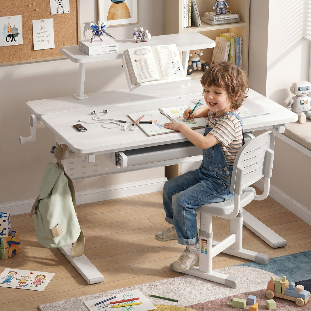 Birou ergonomic ER-483, pentru copii,  reglabil pe înălțime, gri, max 40kg