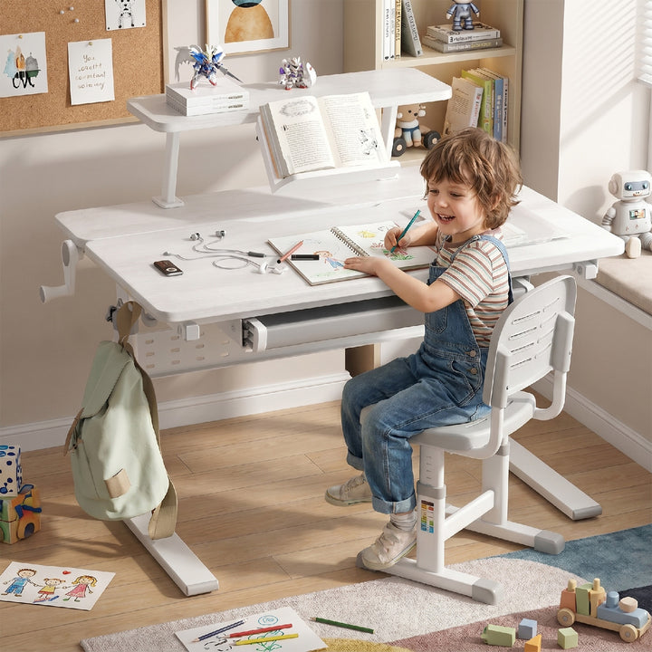 Birou ergonomic ER-483, pentru copii,  reglabil pe înălțime, gri, max 40kg