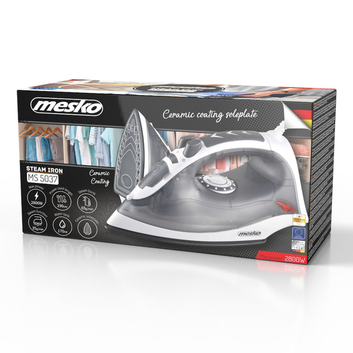 Fier de călcat cu abur Mesko, putere 2800 W, talpă ceramică, MS 5037