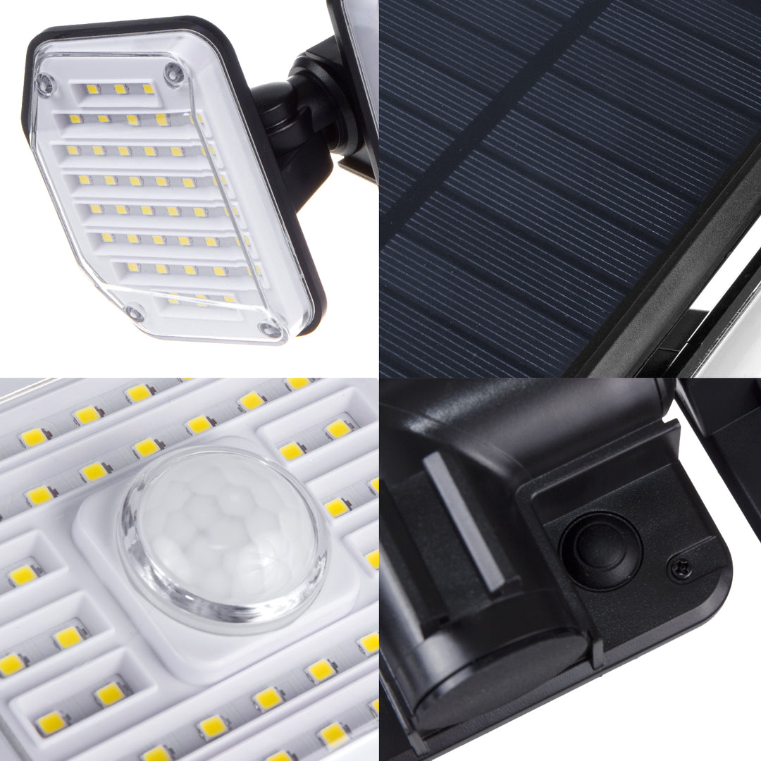 Lampa solara LED cu senzor de amurg si de miscare Maclean MCE615, 1.5 W, negru