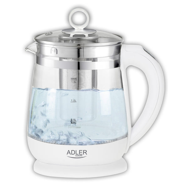Ceainic din sticlă de 1,5 L cu filtru și control al temperaturii Adler AD 1299