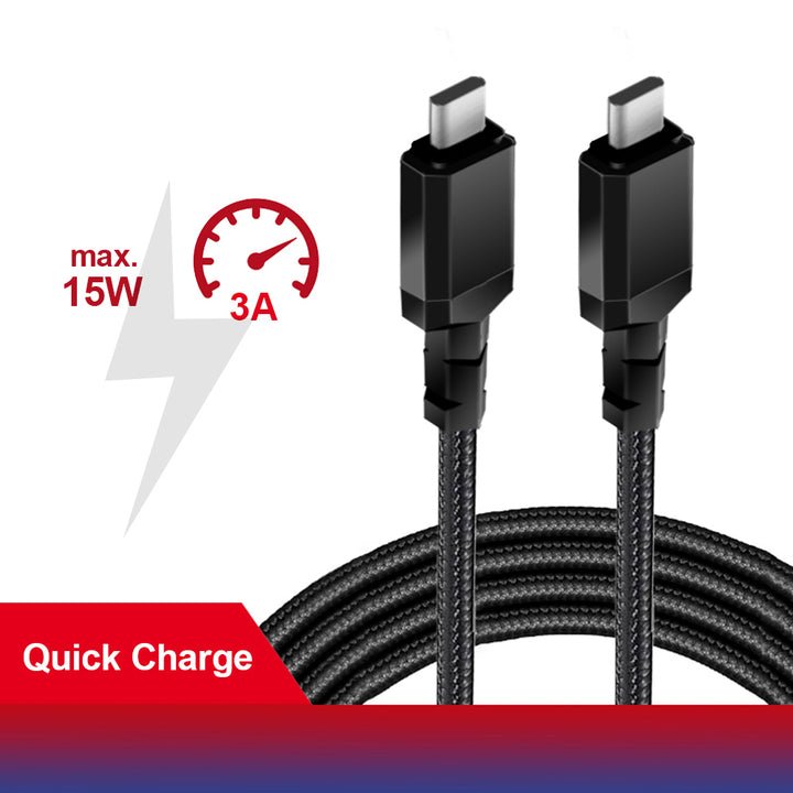 Cablu 2 x USB-C 15W Maclean, suportă QC 3.0, transfer de date, 3A, , negru, lungime 2m, MCE494