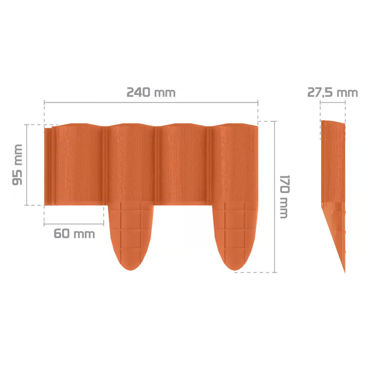 Gard de grădină Cellfast, aspect de lemn, rezistent la îngheț, lungime 2,4 m, culoare cărămiziu, 34-033