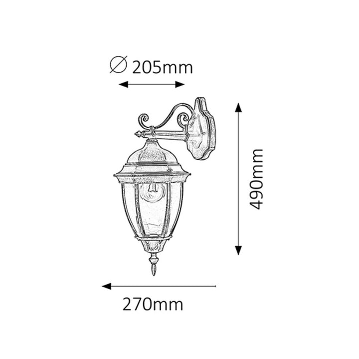 Rabalux Toronto 8381 lampă de perete cu filet E27 și 60 W. Grad de protecție IP44. Culoare auriu antic.