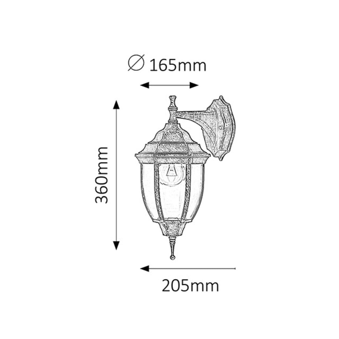 Rabalux Nizza 8451 aur antic E27 60W IP43, aur antic, lampa de perete. Perfectă pentru grădină, terasă și nu numai.