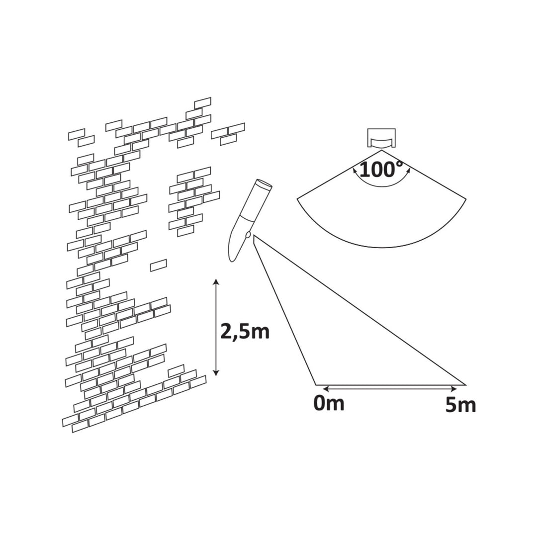LAMPĂ DE PERETE PENTRU EXTERIOR CU DETECTOR DE MIȘCARE RABALUX INOX TORCH 8266