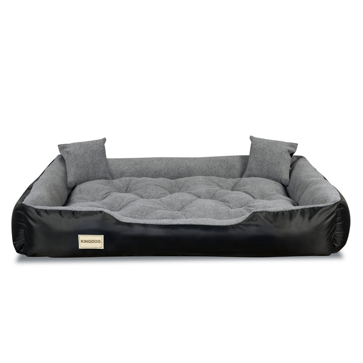 Pat pentru  câine din fleece rezistent 115 x 95 cm lavabil negru două perne gratuite