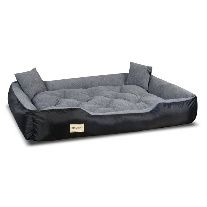 Pat pentru  câine din fleece rezistent 115 x 95 cm lavabil negru două perne gratuite