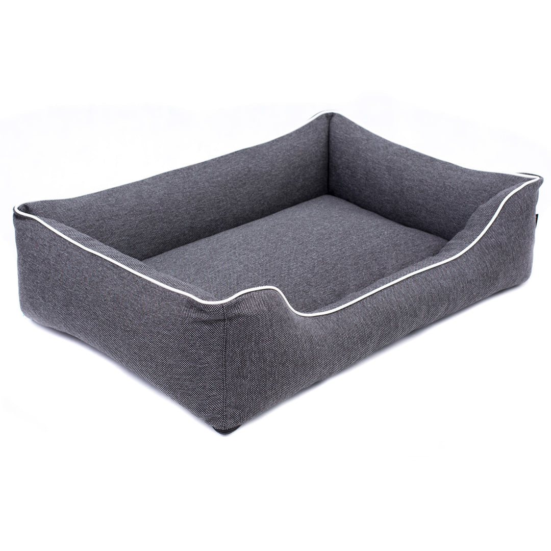 Pat pentru câini în gri închis cu ornament alb 100x75 cm