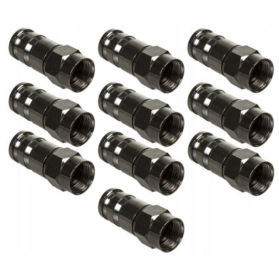 Maclean, conector de compresie F, RG-6, profesional, nichel, negru, MCTV-916, 10 bucăți