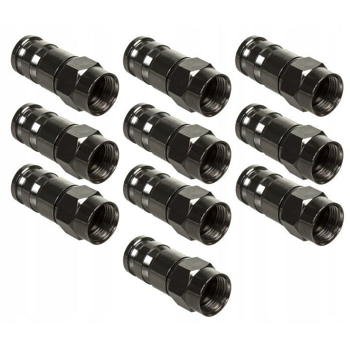 Maclean, conector de compresie F, RG-6, profesional, nichel, negru, MCTV-916, 10 bucăți