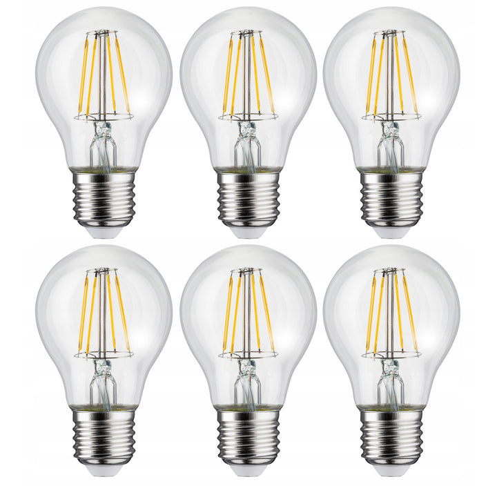 6x bec cu LED Maclean, filament E27, 6W, 230V, WW alb cald 3000K, 600lm, Retro edison decorativ A60, MCE267