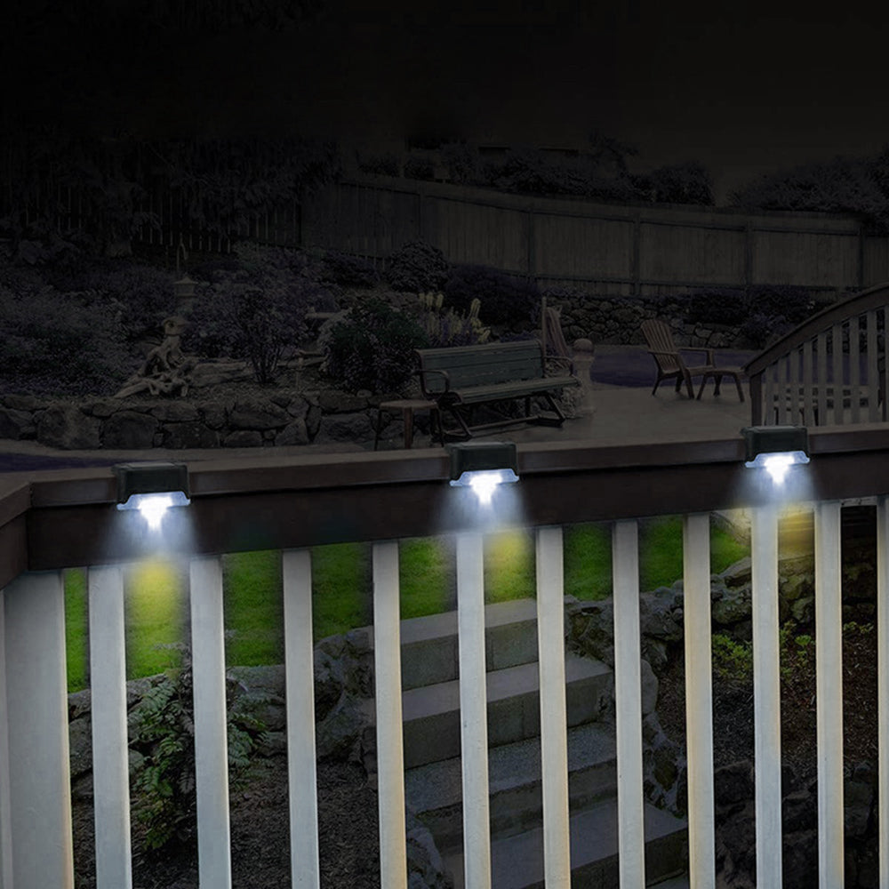 4x Maclean solar LED cu LED-uri pentru scări IP44, 4000K, Ni-MH 100 mAh, 80x45x45mm, senzor de crepuscul MCE319