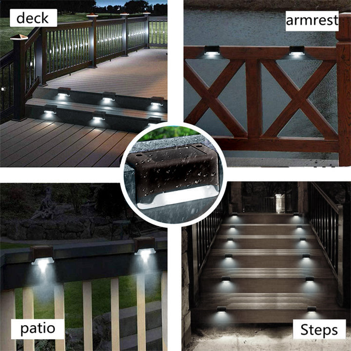 4x Maclean solar LED cu LED-uri pentru scări IP44, 4000K, Ni-MH 100 mAh, 80x45x45mm, senzor de crepuscul MCE319