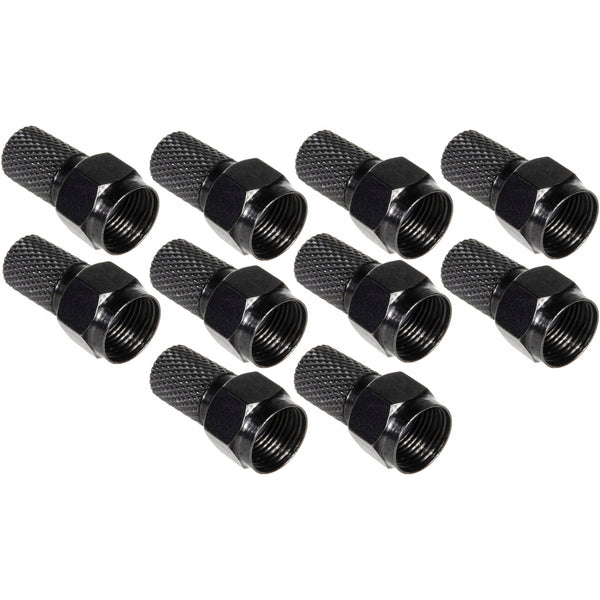 10x Maclean satelit F-plug, sistem TV, RG5.9, RG6, 6.8mm, nichel cu sigiliu, profesional, negru, MCTV-903