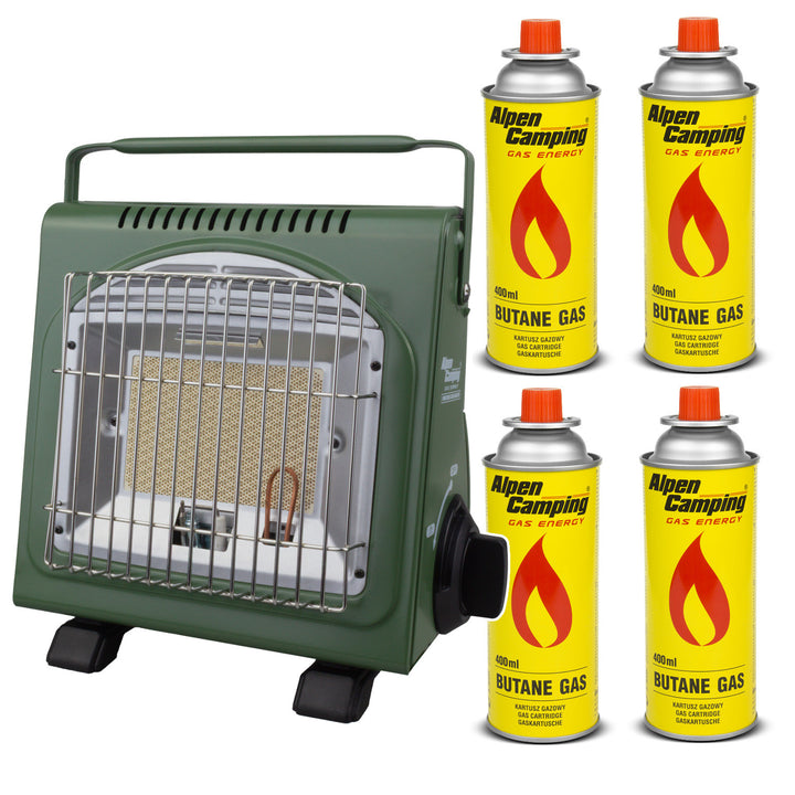 Aragaz portabil Alpen Camping, consum de gaz 124g/h, aprindere piezo, IK-1000 PRO, ICELAND + 4 cartușe