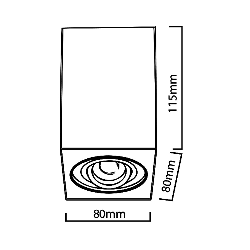 Plafoniera de iluminat montat la suprafață, spot, pătrat, aluminiu, 80x80x115mm, negru + 3x bec LED 5W