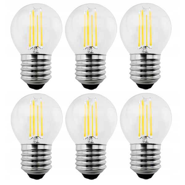 6x Maclean, bec cu filament LED E27, 6W, 230V, WW alb cald 3000K, 600lm, retro edison decorativ G45, MCE284
