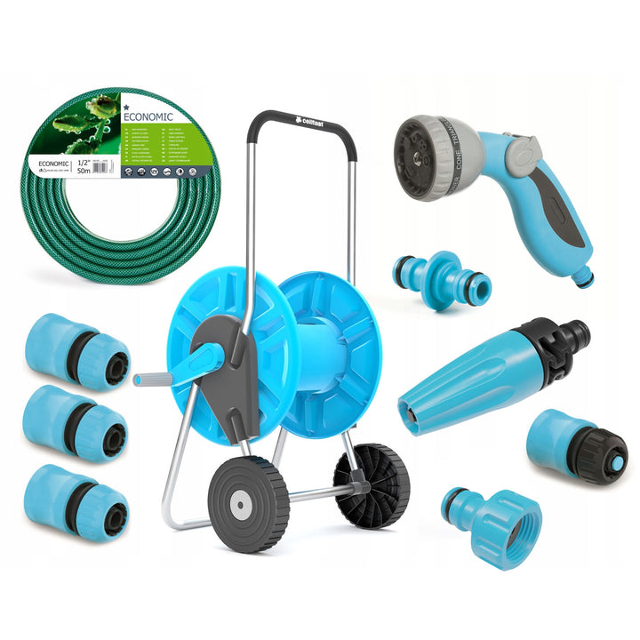 Set de grădină furtun 1/2''' 50 m, cărucior Aluplus 1/2''' 60 m,racorduri