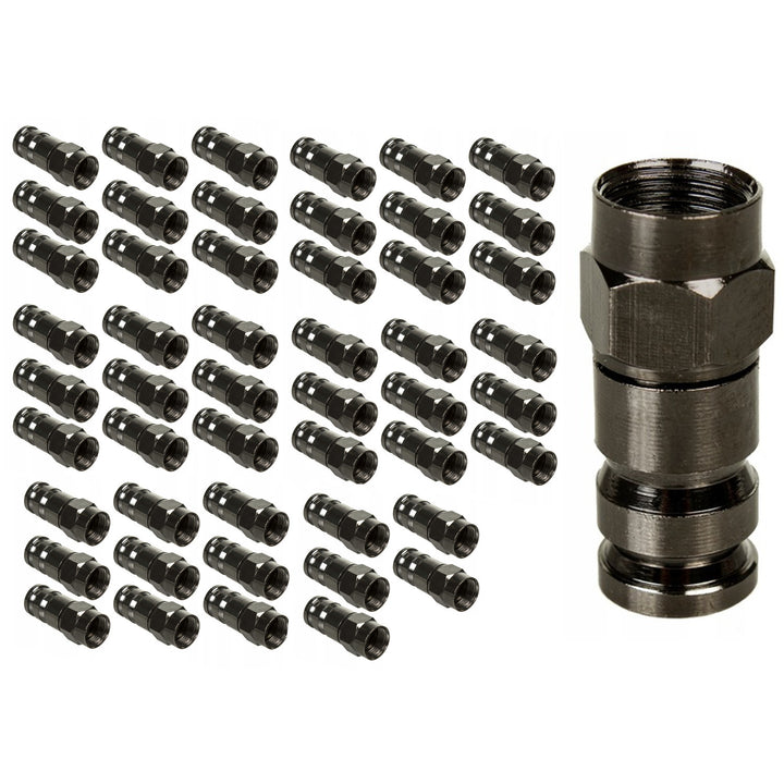 50x Maclean, conector de compresie F, RG-6, profesional, nichel, negru, MCTV-916