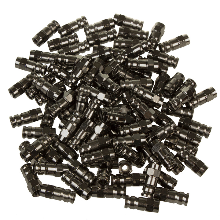100x Maclean, conector de compresie F, RG-6, profesional, nichel, negru, MCTV-916