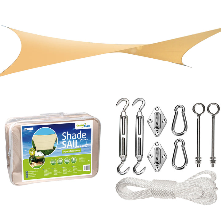 GreenBlue UV grădină umbra naviga, poliester, 5m pătrat, crem + kit de montare
