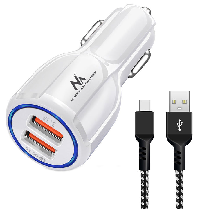 Încărcător auto Maclean, Qualcomm Quick Charge, QC 3.0 - priză 5V/3A, 9V/1.8A, 12V/1.6A, 5V/3.1A cu cablu USB Type-C