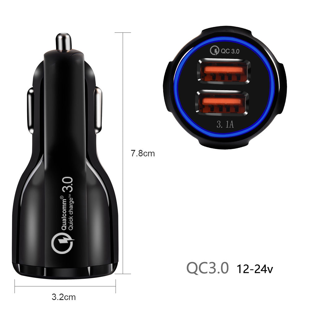 Încărcător auto Maclean, Qualcomm Quick Charge, QC 3.0 - priză 5V/3A, 9V/1.8A, 12V/1.6A, 5V/3.1A cu cablu USB Lightning