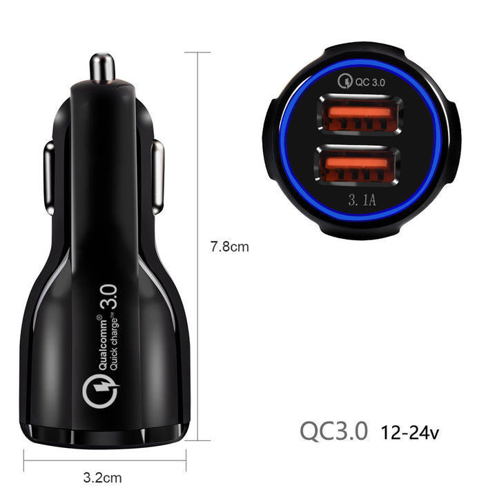 Încărcător auto Maclean, Qualcomm Quick Charge, QC 3.0 - priză 5V/3A, 9V/1.8A, 12V/1.6A, 5V/3.1A cu cablu USB Lightning