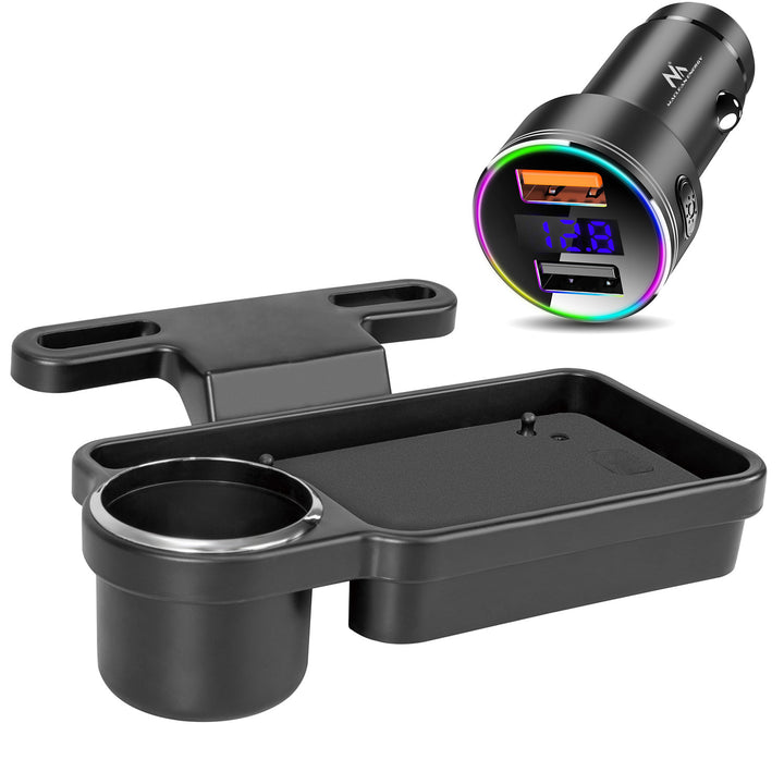 Organizator multifuncțional pliabil pentru tetiera mașinii Maclean, 2 kg max, MC-927 + încărcător auto MCE375