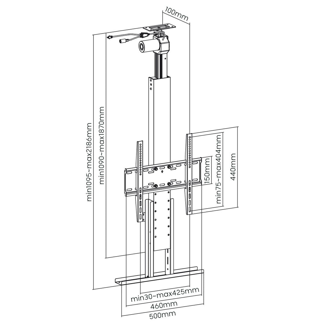 Maclean Suport electric de extensie de tavan pentru televizor, 32''-55''', VESA 400x400, max 50kg