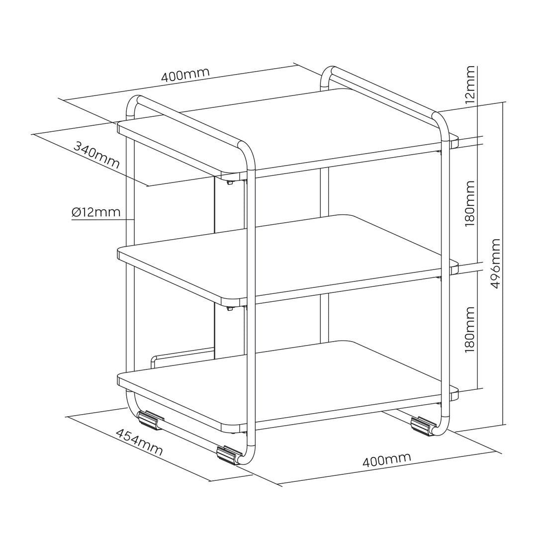 Dulap elegant cu 3 rafturi Maclean, 90kg max, 454x400x496mm, MC-978