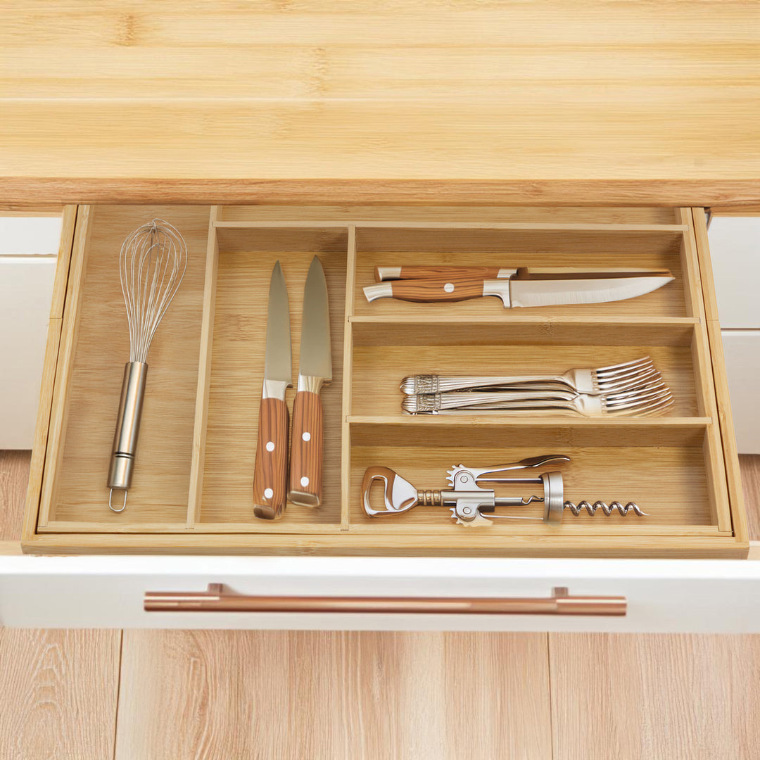Organizator de tacâmuri extensibil din bambus GreenBlue, 325-500x430x45mm, GB379