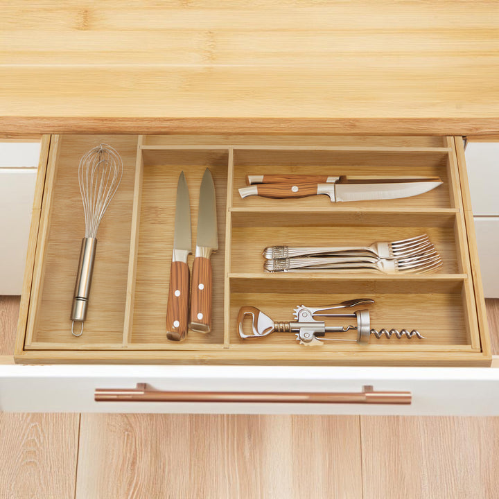 Organizator de tacâmuri extensibil din bambus GreenBlue, 325-500x430x45mm, GB379