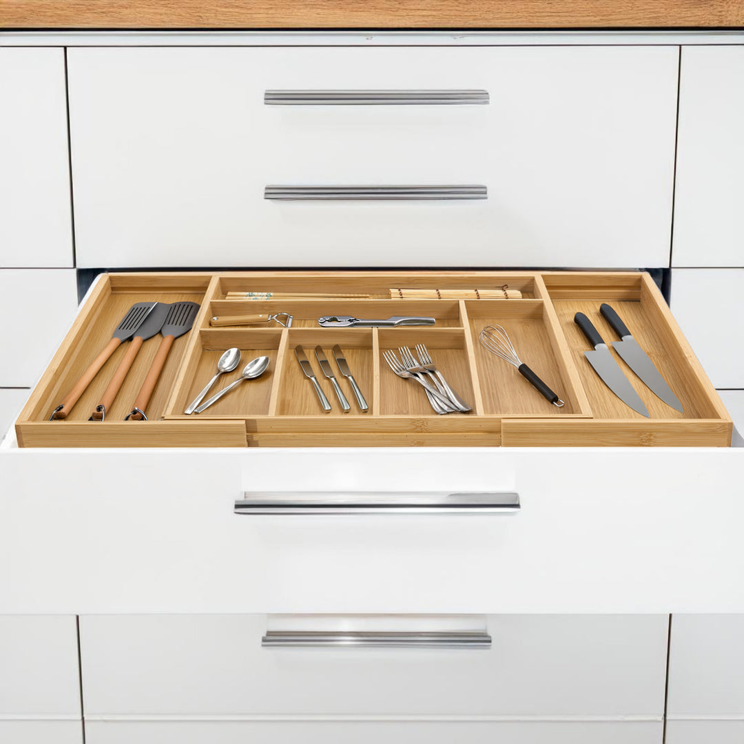 Organizator de tacâmuri extensibil din bambus GreenBlue, 325-500x430x45mm, GB379