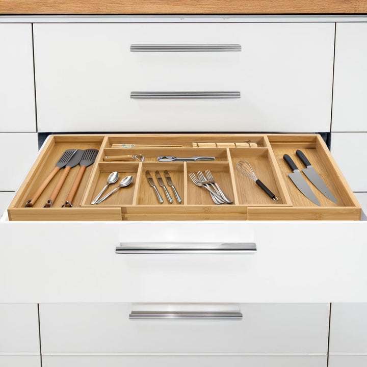 Organizator de tacâmuri extensibil din bambus GreenBlue, 325-500x430x45mm, GB379