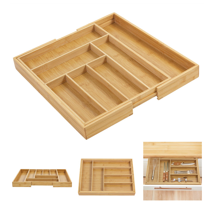 Organizator de tacâmuri extensibil din bambus GreenBlue, 325-500x430x45mm, GB379