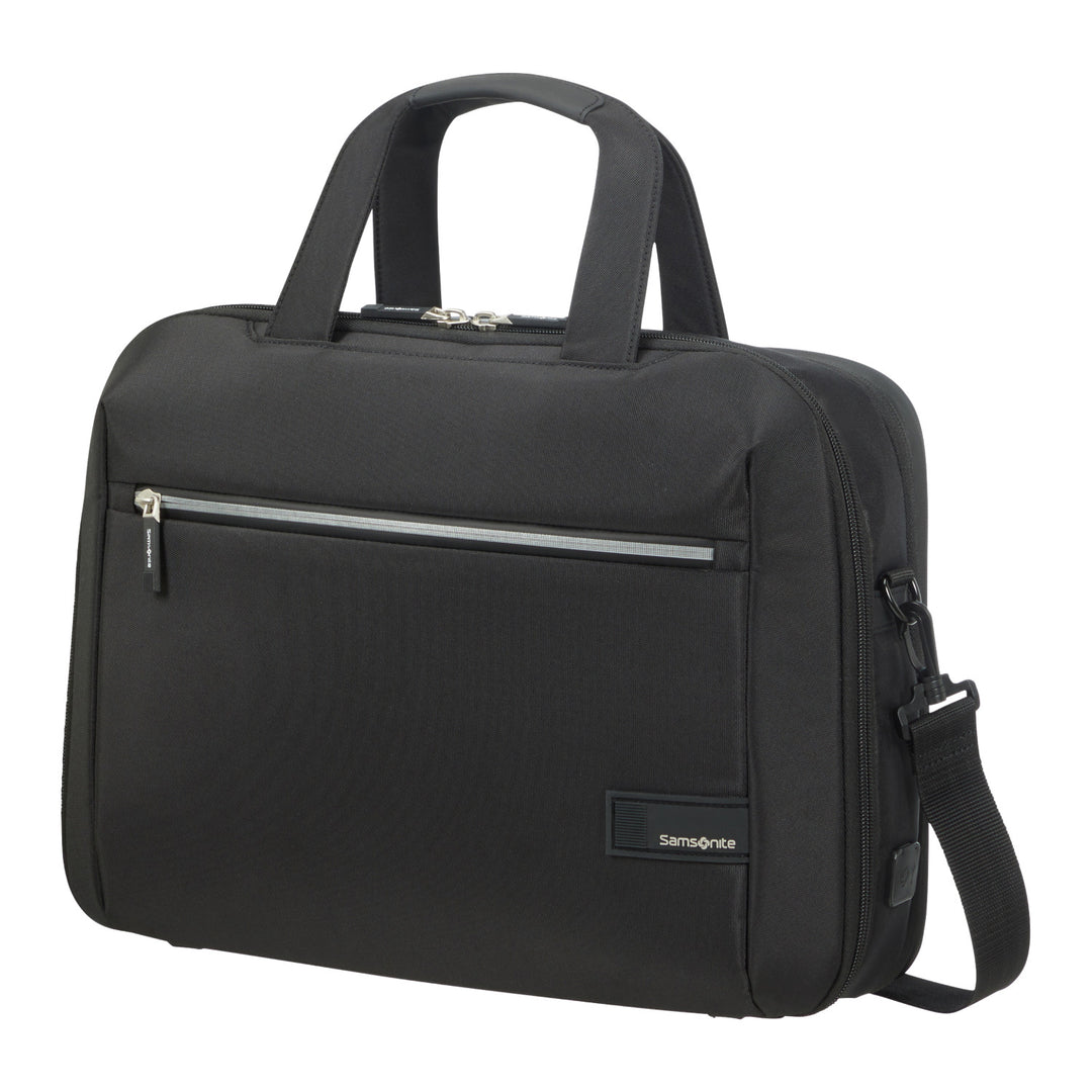 Samsonite Litepoint Bailhandle 15.6" geantă pentru laptop negru cu port USB și fermoar reflectorizant