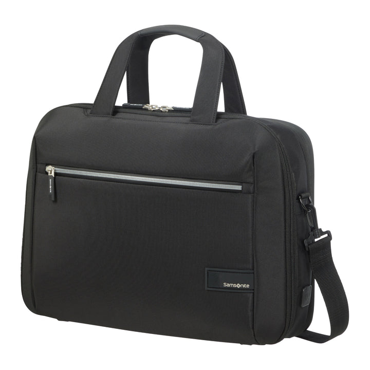 Samsonite Litepoint Bailhandle 15.6" geantă pentru laptop negru cu port USB și fermoar reflectorizant