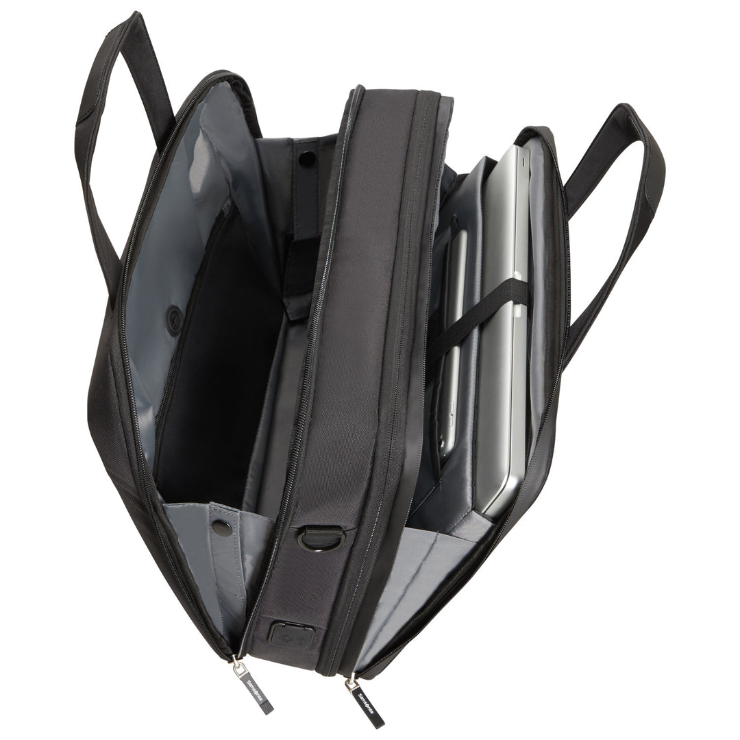 Samsonite Litepoint Bailhandle 15.6" geantă pentru laptop negru cu port USB și fermoar reflectorizant