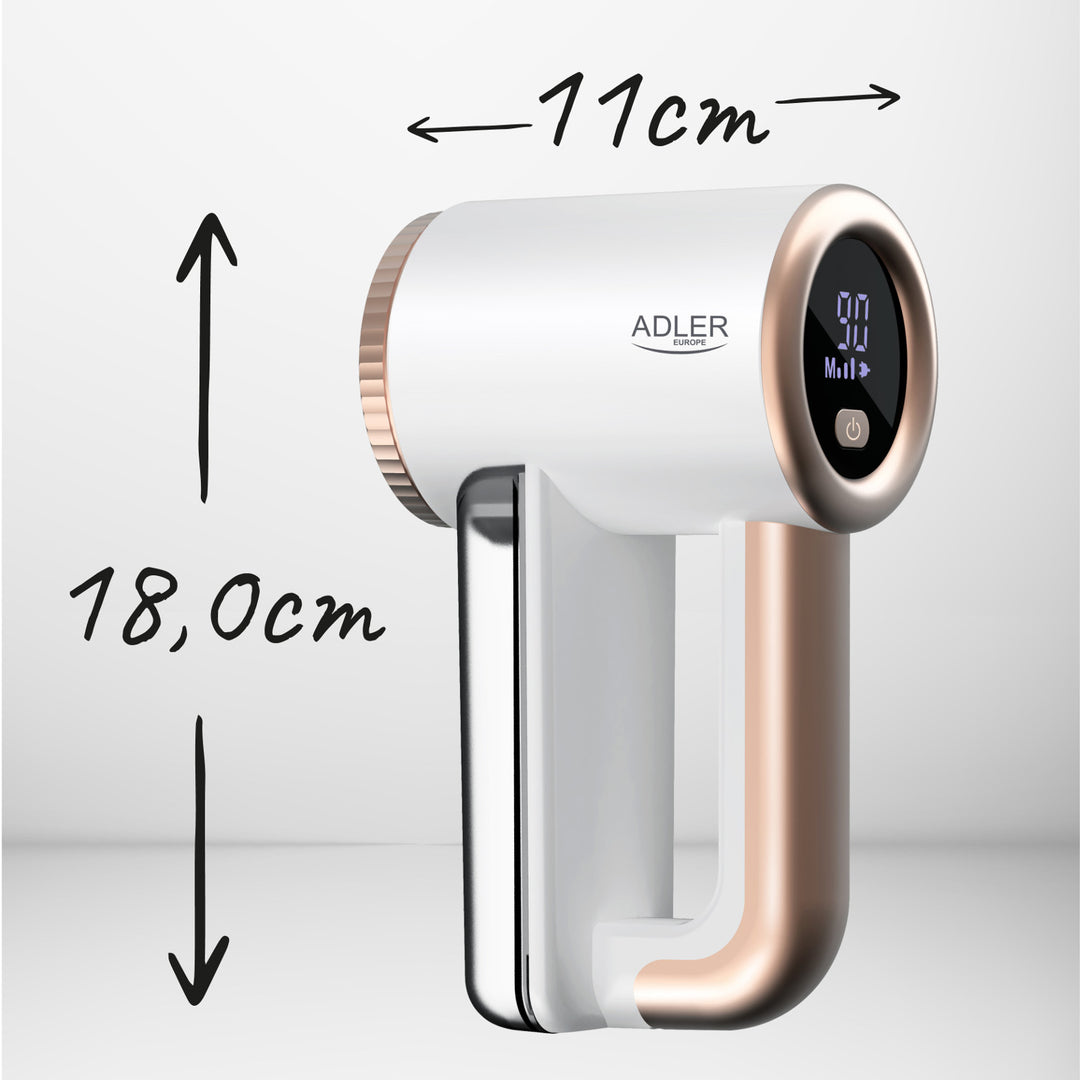 Aparat de ras pentru țesături Adler, încărcare USB, afișaj LCD, viteză în 3 trepte, perie, AD 9617