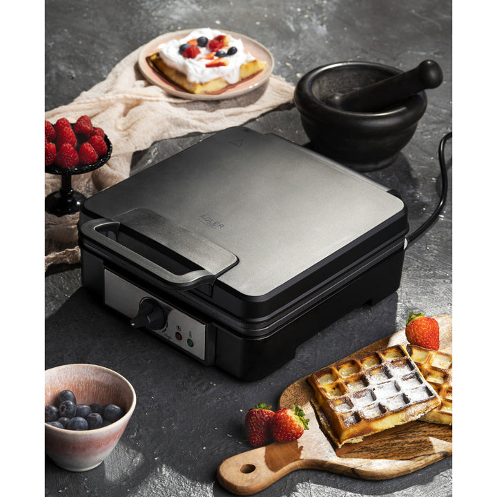 Aparat de făcut vafe Adler, pentru 4 vafe, control al temperaturii, 1800 W, AD 3049