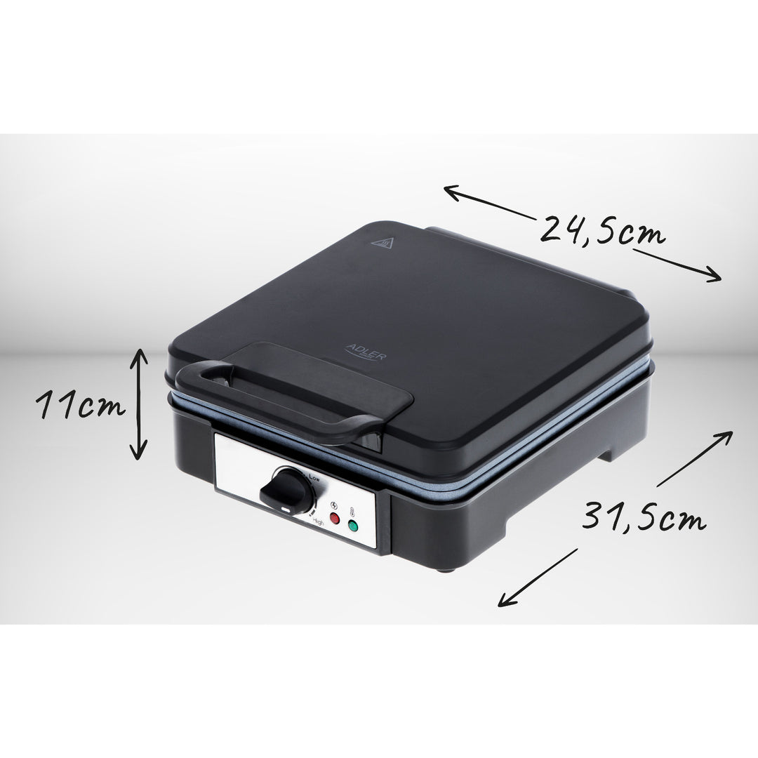 Aparat de făcut vafe Adler, pentru 4 vafe, control al temperaturii, 1800 W, AD 3049