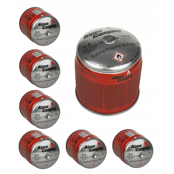 48x cartuș de gaz Alpen Camping 400ml. Certificat: Pi 0437, conform EN417, propan-butan, interval -10°c până la + 40°c, sistem GAS STOP IK006.