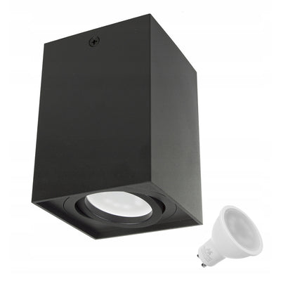 Maclean tub / corp de iluminat de suprafață, spot, cu halogen, pătrat, aluminiu, bec 5W GU10, 80x80x115mm, culoare neagră, MCE426 B +