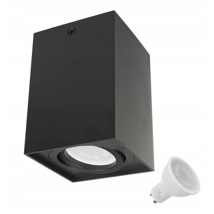 Maclean tub / corp de iluminat de suprafață, spot, cu halogen, pătrat, aluminiu, bec 5W GU10, 80x80x115mm, culoare neagră, MCE426 B +